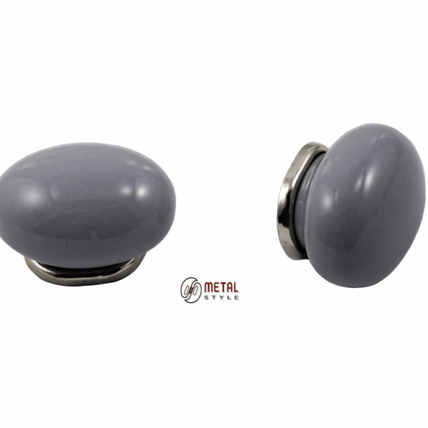 Pomolino Mobile Porcellana Sasso mm.39x28x25h Grigio Chiaro+Nickel Lucido   Metal Style