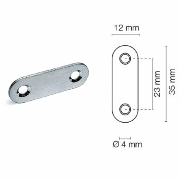 Contropiastra U Zincata per Cricchetto Magnetico mm.37x14  Meroni