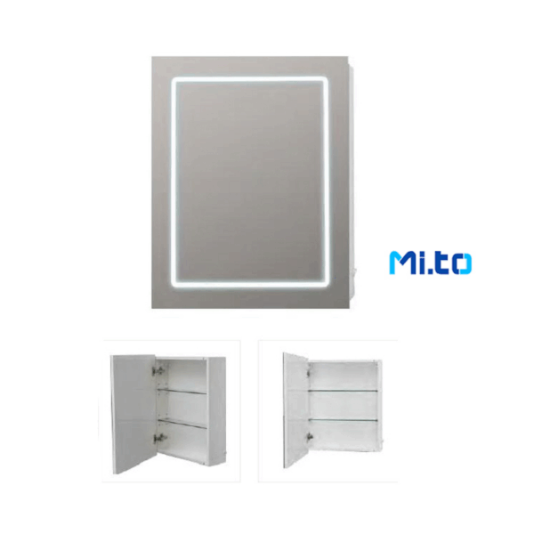 Specchio da Bagno Contenitore Modello Camelia+Illuminazione Led Ip44 220v cm.50x63x15h | Mixtech