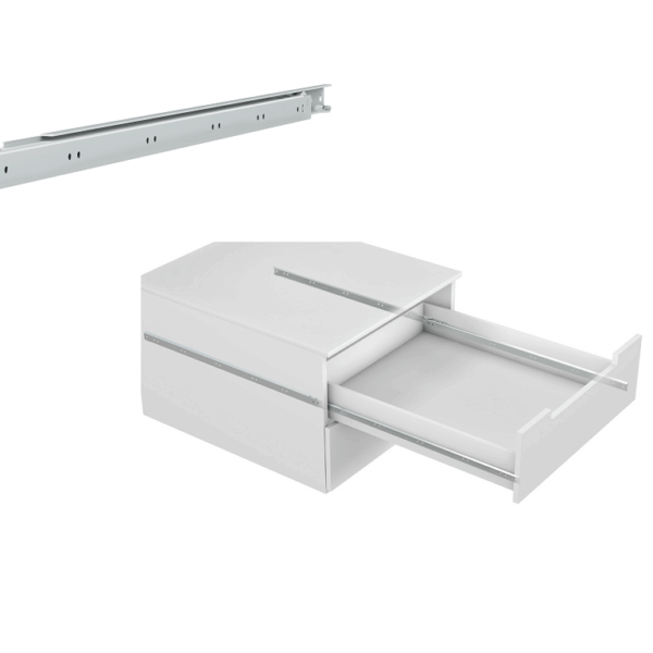Guide per Cassetto a Rullo Nylon Fissaggio Laterale Estrazione Parziale Portata kg.30 Zincato mm.350 | Omge