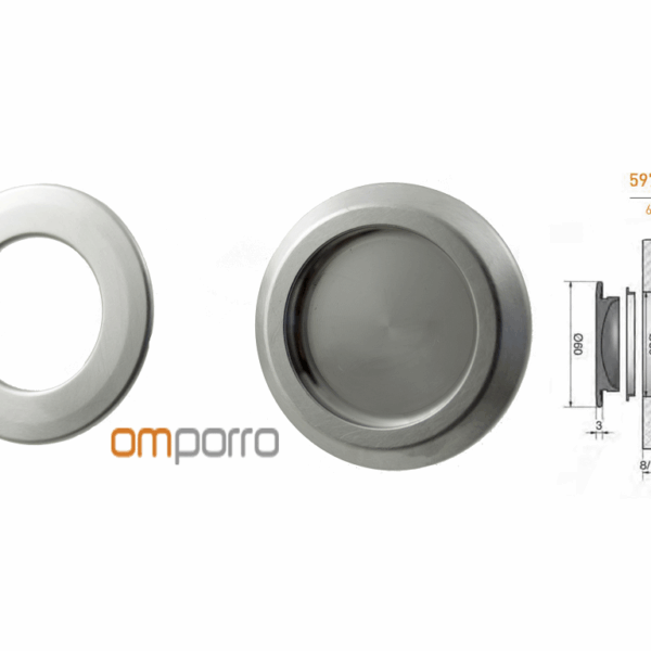 Maniglia Incasso per Vetri d.60/50 Spessore 8-12 Doppia Cromo Satinato  Omp Porro Fine Serie