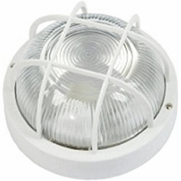 Plafoniera Tonda E27 Ip44 mm.188x100 Griglia Bianco  Rosi