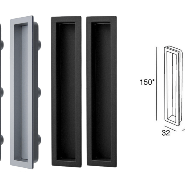 Maniglia Incasso Rettangolare Porta Scorrevole modello MN1097 mm.32x150 Senza Foro Chiave varie finiture | Pamar