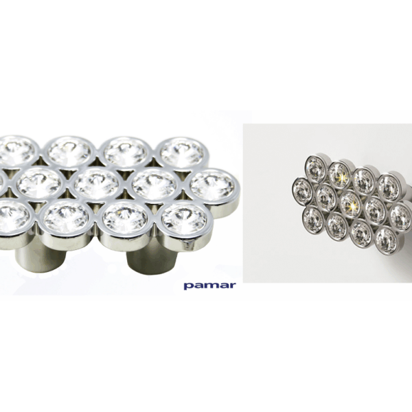 Maniglietta Mobile Interasse 32 mm.80x40x25h Y0672-Cromato Lucido+Swarovski | Pamar