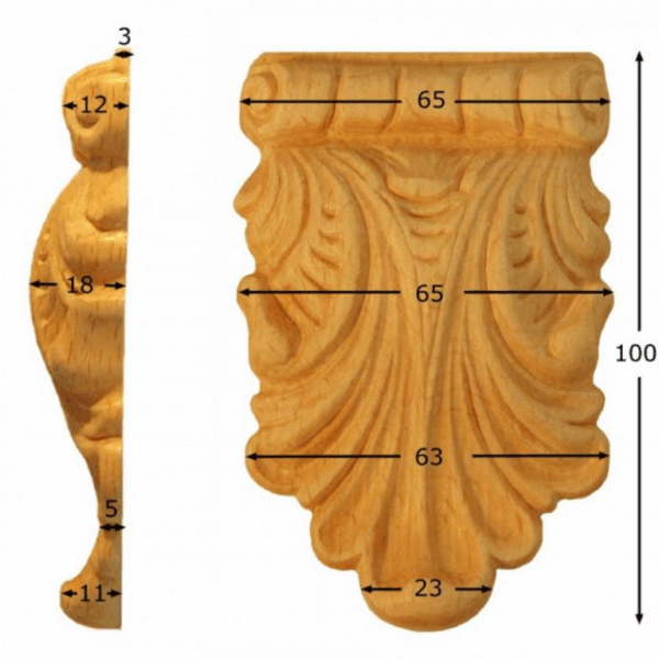 Capitello Legno Faggio w65xh100xd17  Pru