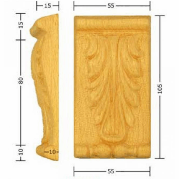 Capitello Legno Faggio w55xh105xd15  Pru