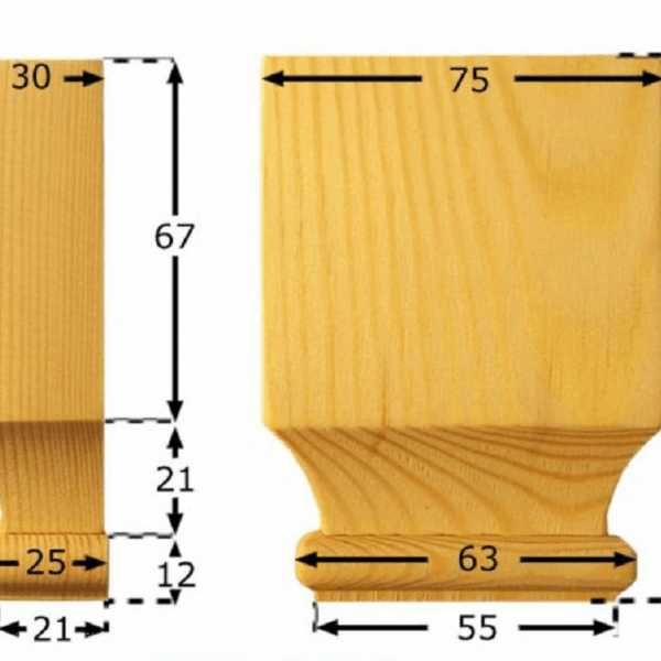 Capitello Legno Pino w75xh100xd30 Intagliato a Mano  Pru