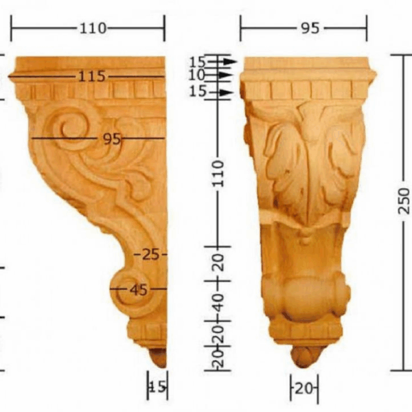 CAPITELLO LEGNO FAGGIO W92xH250xD110-W83xH180xD100 VARIE MISURE  PRU