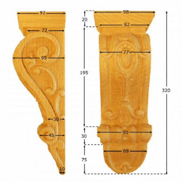 CAPITELLO LEGNO FAGGIO W85xH265xD82- W98xH320xD100- W65xH180xD58 prodotto da PRU