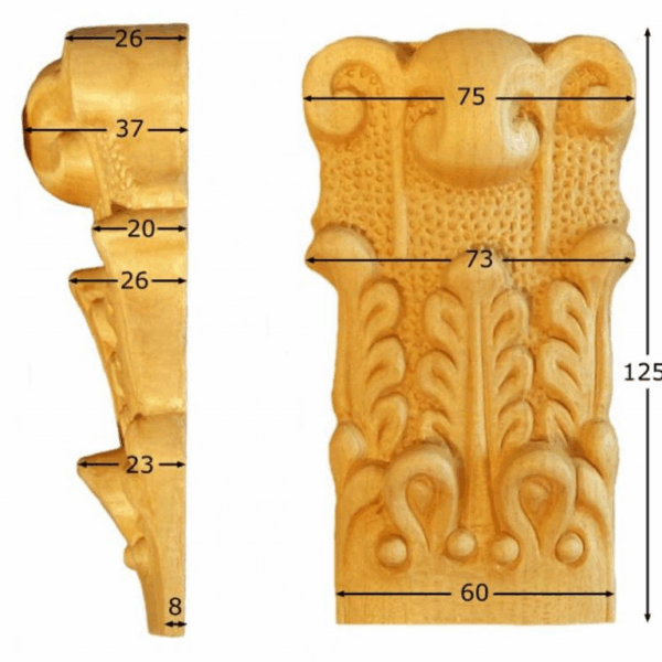 Capitello Legno Faggio w70xh125xd37  Pru