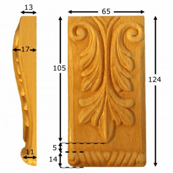 Capitello Legno Faggio w65xh122xd17  Pru