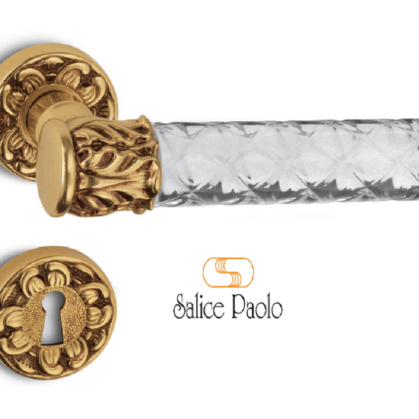 Maniglia King Rosetta Tonda d.50x10h+Molle Bocchetta Foro Chiave Cristallo Pov | Salice Paolo