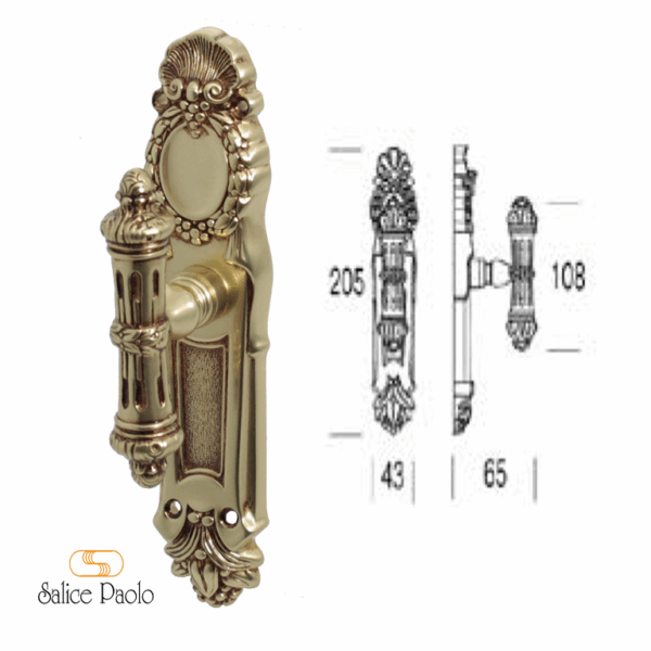 Maniglia per Finestra Cremonese Urbino Impugnatura Maniglia Placca mm.205x43x65h Pov Gratz+7 | Salice Paolo