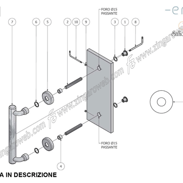 Montaggio Maniglione per Porta in Vetro M11 Passante Singolo con Rosetta  | Salice Paolo