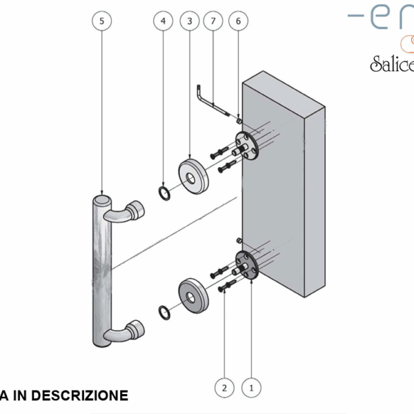Montaggio Maniglione per Porta in Legno M3 Non Passante Singolo con Rosetta  | Salice Paolo