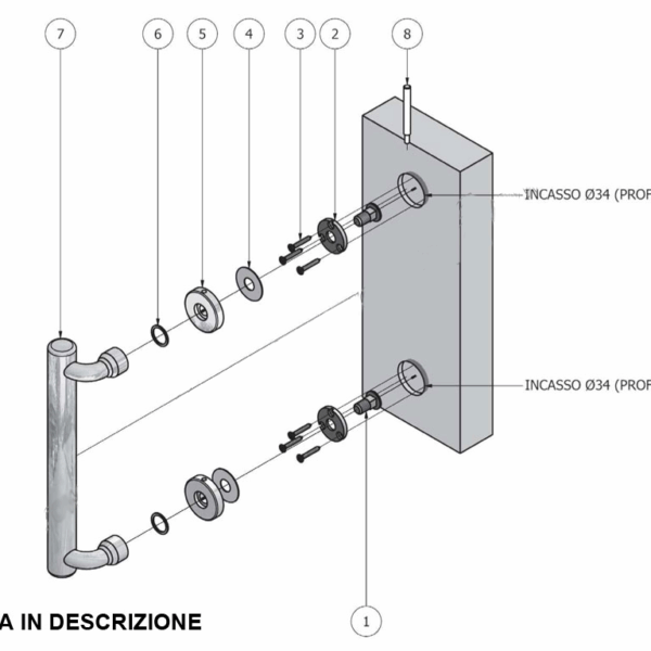 Montaggio Maniglione per Porta in Legno M6 Non Passante Singolo con Rosetta | Salice Paolo