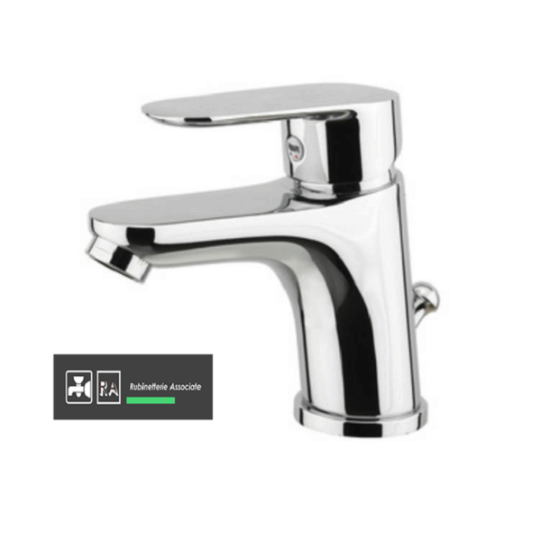 Miscelatore Lavabo Monoforo Modello Kevon Scarico Automatico Cromo  Rubinetterie Associate