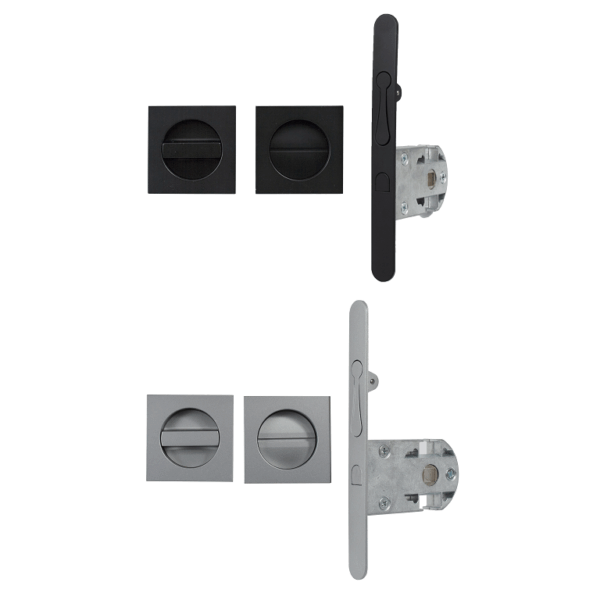 Maniglia Incasso Quadra Porta Scorrevole modello 2950-Z45 d.60x60/48 con Nottolino+Serratura Q8mm E50+Tirante varie finiture | SAB Serrature