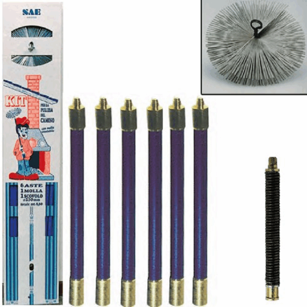 Spazzacamino Asta Mt.8,60+Scovolo Tondo d.250+Molla