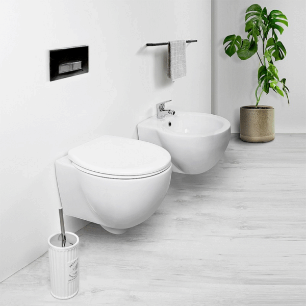 Sanitari Composizione Completa modello Ischia WC + Bidet Sospeso+ Sedile Soft Close | Elma