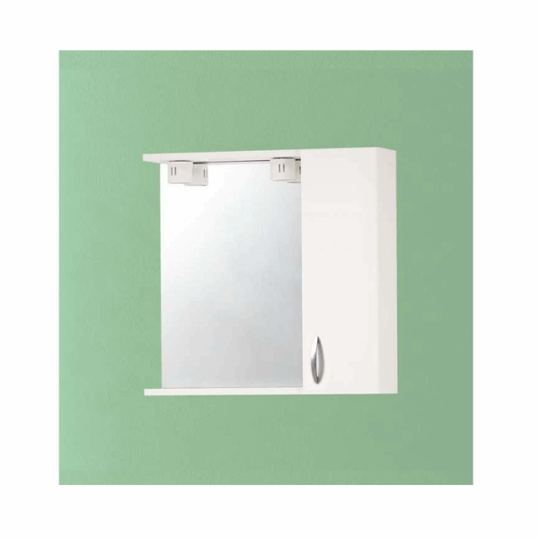 Specchio da Bagno con Mobile 1 Anta+Illuminazione cm.60x16x57 Bianco | Savinidue