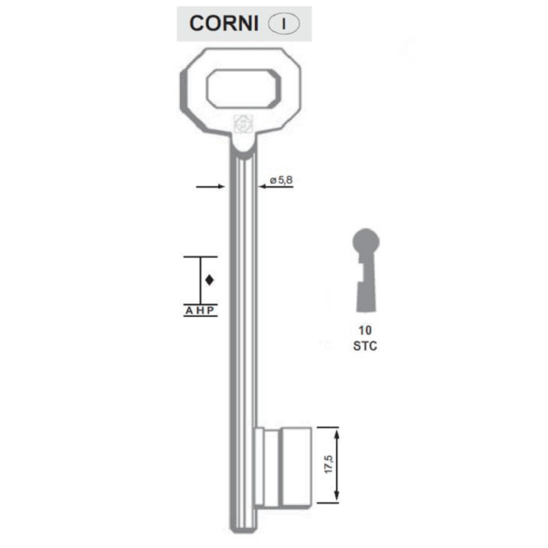 Chiave Cifrata per Serratura Applicare Cantina Corni 10stc | Silca