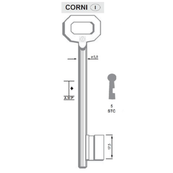 Chiave Cifrata per Serratura Applicare Cantina Corni 5stc | Silca