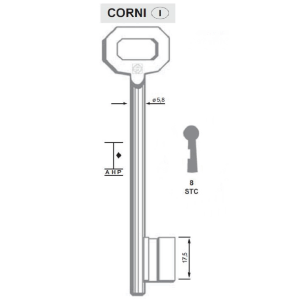 Chiave Cifrata per Serratura Applicare Cantina Corni 8stc | Silca