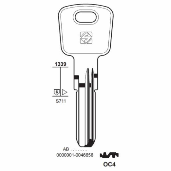 Chiave Grezza Serrature-Cilindro Punzonato gr.6 Omec  Oc4 | Silca