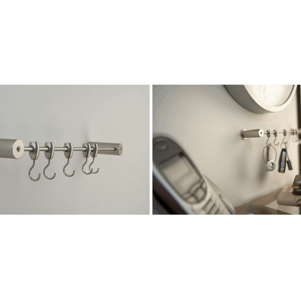 Portatutto Utihlia con Rosetta + Ganci NKS - Nichel Satinato | Tahuma