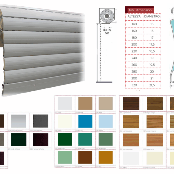 AVVOLGIBILE TAPPARELLA ALLUMINIO COIBENDATO COLORI CARTELLA