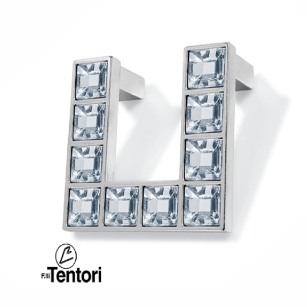 MANIGLIETTA MOBILE INTERASSE 32 DA 50x50x22 mm. CON PIETRE SWAROVSKI prodotta da TENTORI