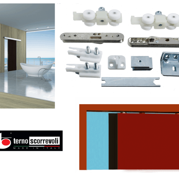 Sistema Porta Scorrevole Legno Modello Ecletica Staffa Automatica Portata kg.80 | Terno Scorrevoli