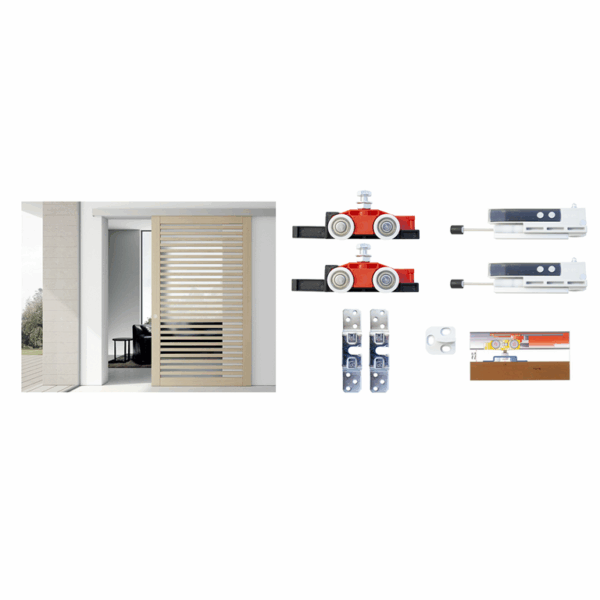 Sistema Porta Scorrevole Legno Modello Fluid Classic Staffa Normale Ammortizzata Olio Portata kg.80 |Terno Scorrevoli