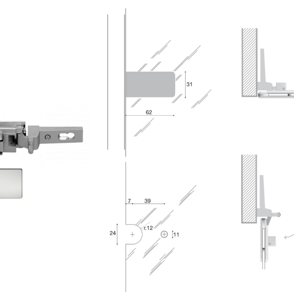 CERNIERA CRISTALLO CON CRICCHETTO d.20+11 A FILO mod.1024   VARIE FINITURE