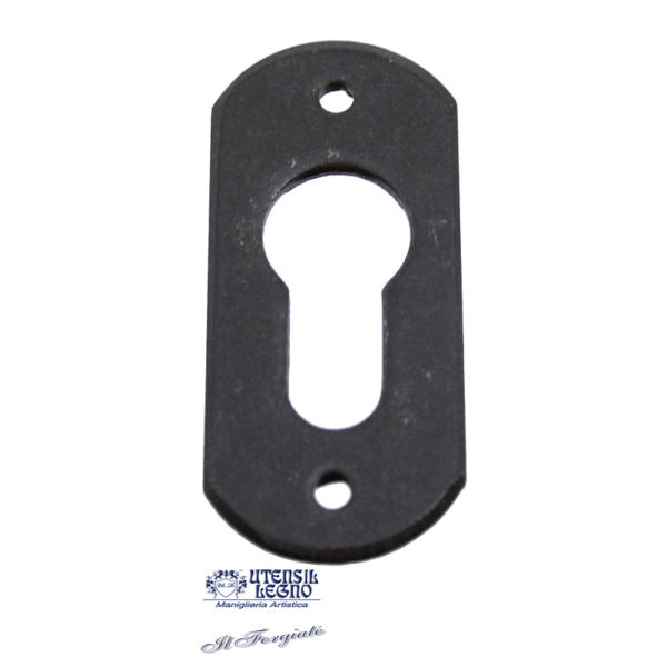 Bocchetta Ovale Foro Yale per Cilindro Europeo mm.30x65x3h Forgiato Ruggine | Utensil Legno