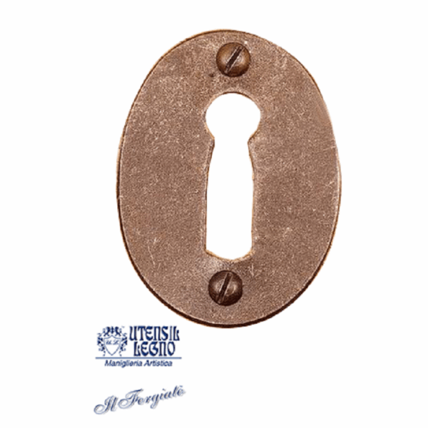Bocchetta ovale Foro Chiave mm.40x55x3h Forgiato Ruggine | Utensil Legno