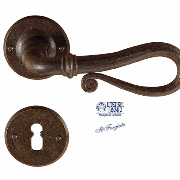 Maniglia FM016 Rosetta Tonda d.50x3 Bocchetta Foro Chiave Forgiato Ruggine | Utensil Legno