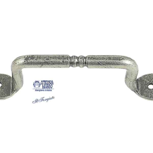 Maniglietta Mobile Fori Esterni d.10 mm.120x40h Forgiato Argento Antico | Utensil Legno