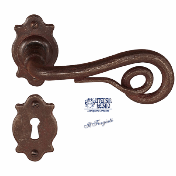 Maniglia FM371 Rosetta Ovale d.34x72 Bocchetta Foro Chiave Forgiato Ruggine | Utensil Legno