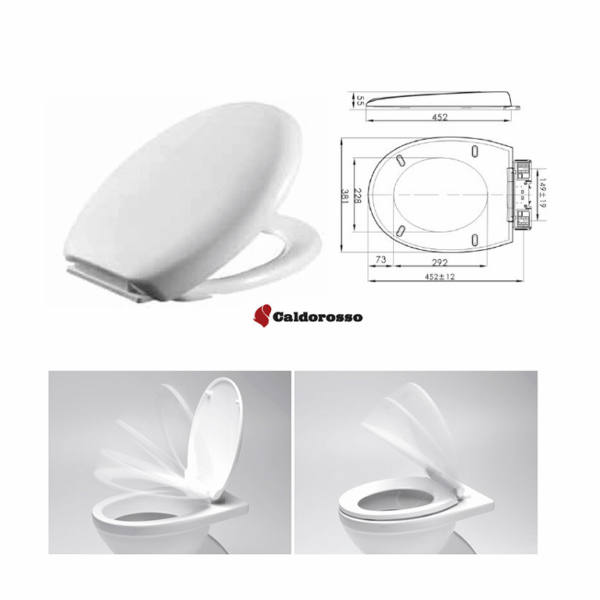 Copriwater Universale Modello Easysit Light Cerniere Rallentate Sganciabile mm.452x381 Mixtech