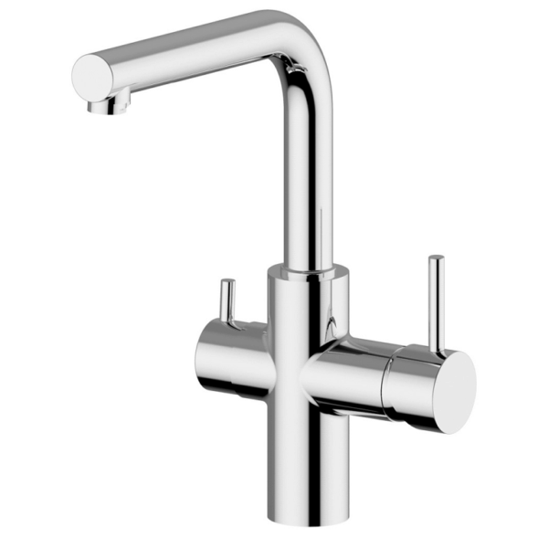 Miscelatore Lavello Monoforo Doppia Erogazione Wts Bocca Alta Squadro Cromo  Mixtech