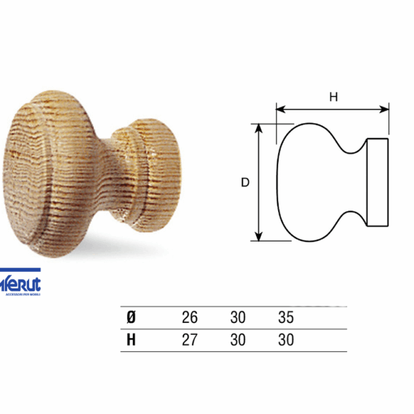 Pomolino Mobile Legno Pino con Bussola 4ma d.30x30h   Comferut