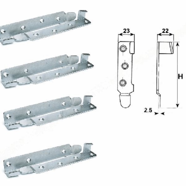 Ferri da Letto ad incastro mm.95 Dx-Sx Zincato pz.8   Cof198
