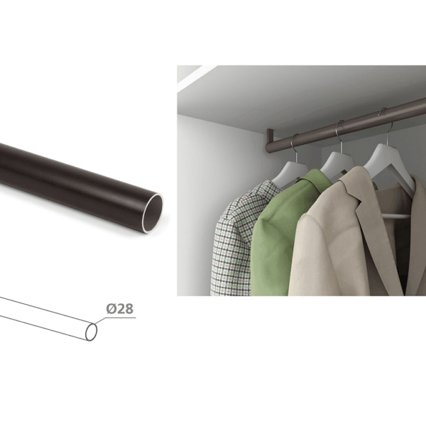 Tubo Tondo Appenderia Spessore 0,7 Asta cm.400 d.28 Moka Ral8019  | Emuca