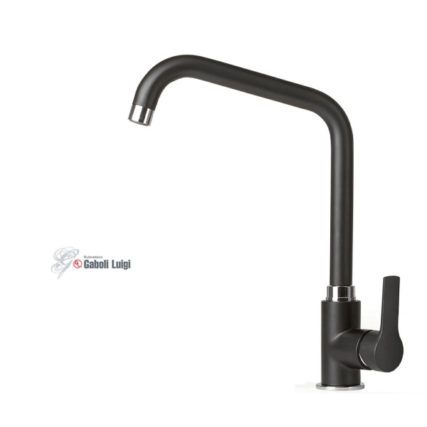 Miscelatore Lavello Monoforo Modello Khuga Canna Alta Squadro Nero Opaco  Gaboli Luigi