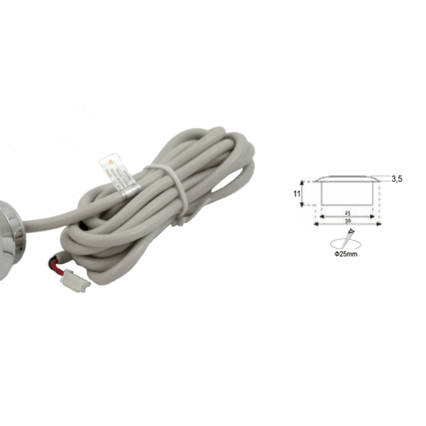 FARETTO INCASSO IP20 120°110Lm 1w mm.25x11h TONDO CROMO VARIE TEMPERATURE KELVIN | LAMPO