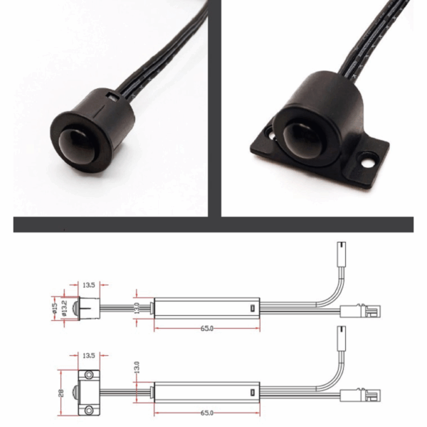 Sensore PIR per Anta Esterno da Incasso/Appoggio IP20 110°3A Nero  Luce Viva