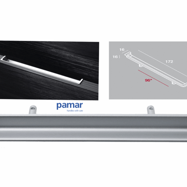 Maniglia Incasso Mobile Interasse 96 Rettangolare mm.172x16x35h EZ004-Zinco Opaco Metallizzato | Pamar