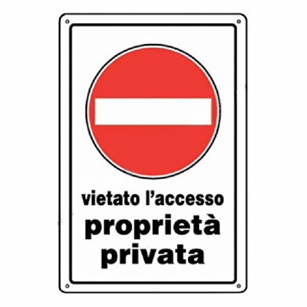 Targa Plastica mm.300x200 Vietato L'accesso Proprieta' Privata